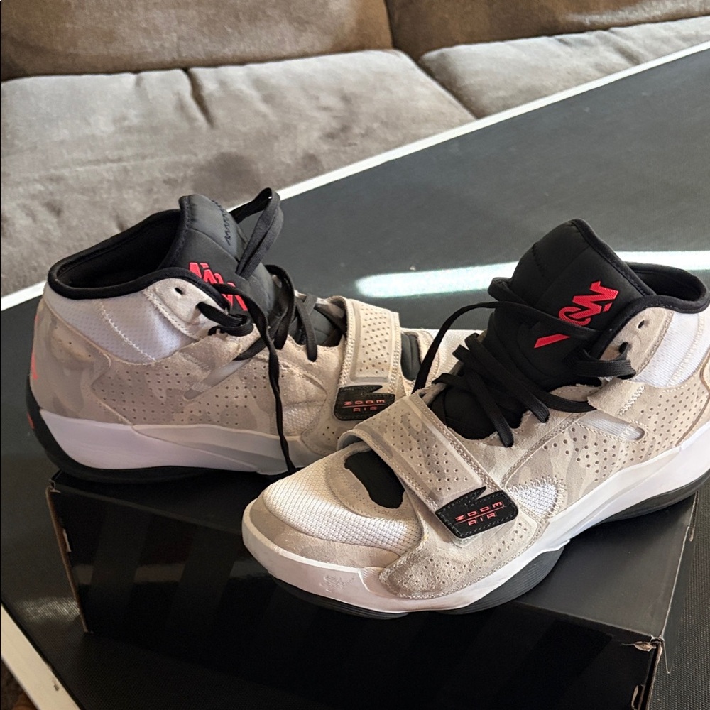 Jordan Zion 2 High-Top Sneakers in Black and Cream